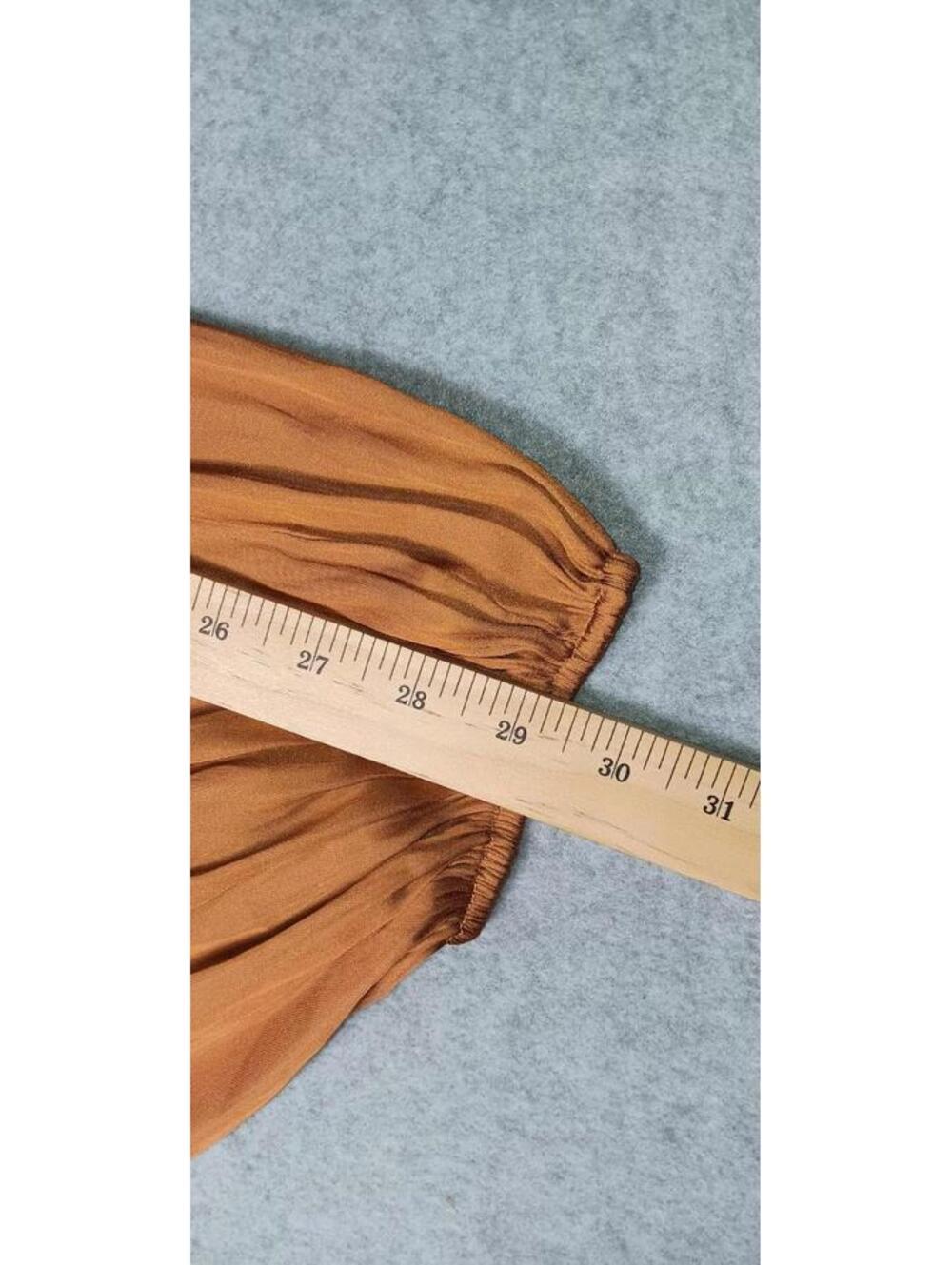 Impressions cape sleeves pleated mini dress Women Size Large Gold Deep Vneck... - Picture 5 of 12